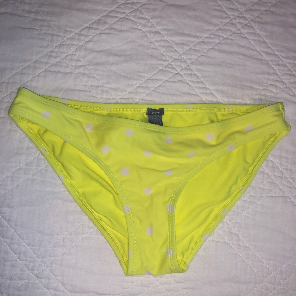 NEON yellow polka dot bikini bottom